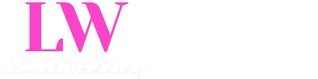 Local Wedding logo. Pink LW letters over script text "Local Wedding" against black background.